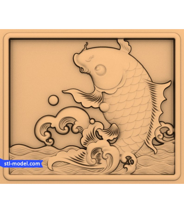 Bas-relief "gold fish #2" | STL - 3D model for CNC