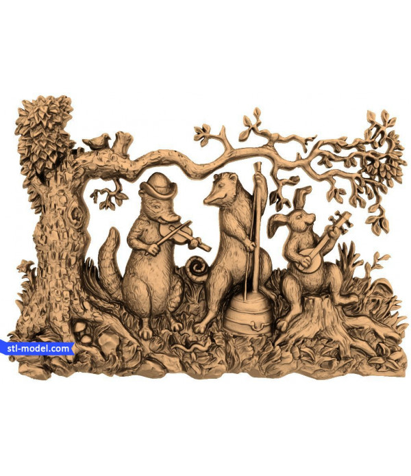 Bas-relief "Three little pigs" | STL - 3D model for CNC