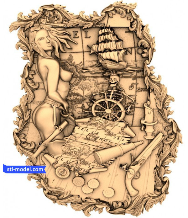 Bas-relief "Pirates" | STL - 3D model for CNC
