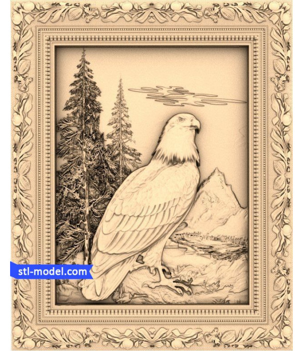Bas-relief "eagle in the woods" | STL - 3D model for CNC