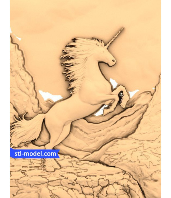 Bas-relief "Unicorn" | STL - 3D model for CNC