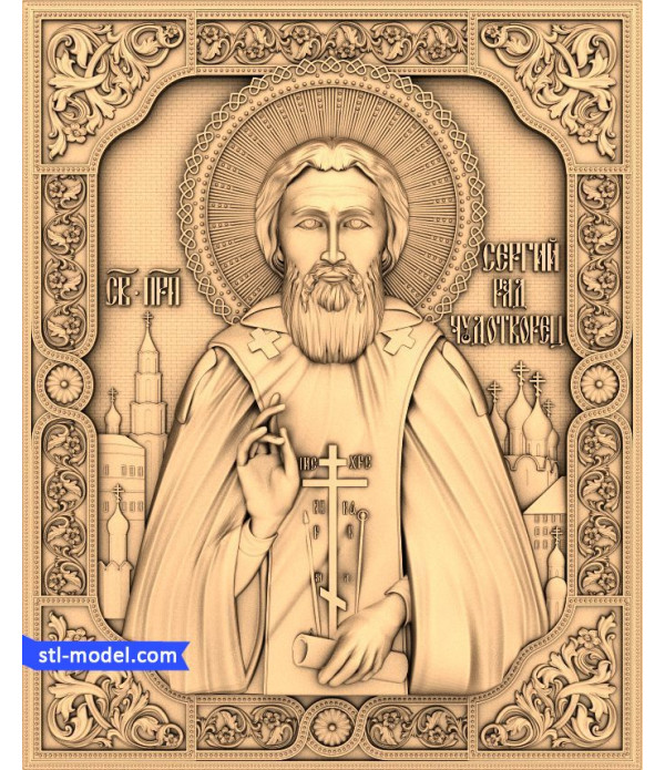 Icon "St. Sergius of Radonezh #6" | STL - 3D model for CNC