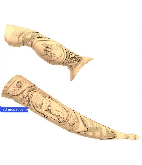 Handle "Knife of the Indians and Cougars" | STL - 3D model for CNC