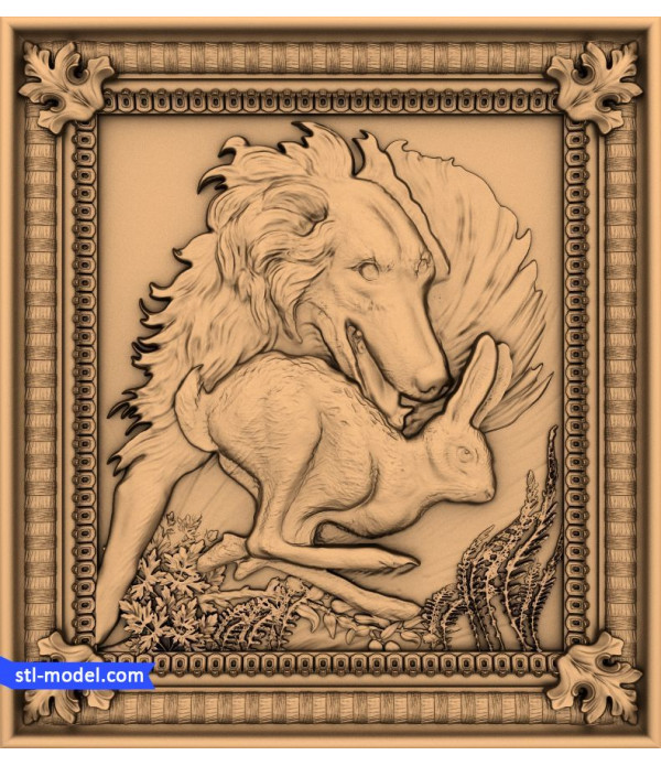Bas-relief "a Wolf with a hare" | 3D STL model for CNC