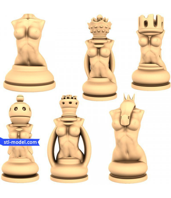 Chess set "Erotic" | STL - 3D model for CNC