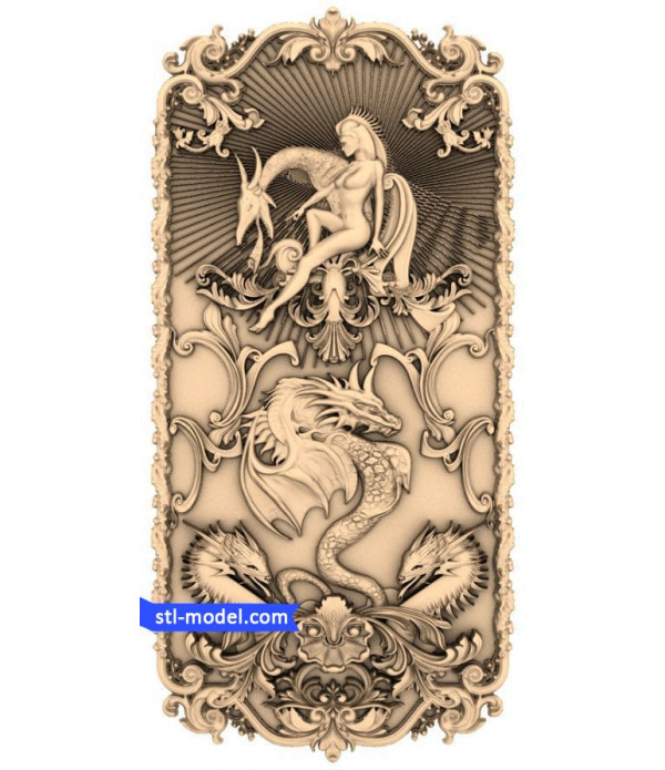 Backgammon "Dragon and the maiden" | STL - 3D model for CNC
