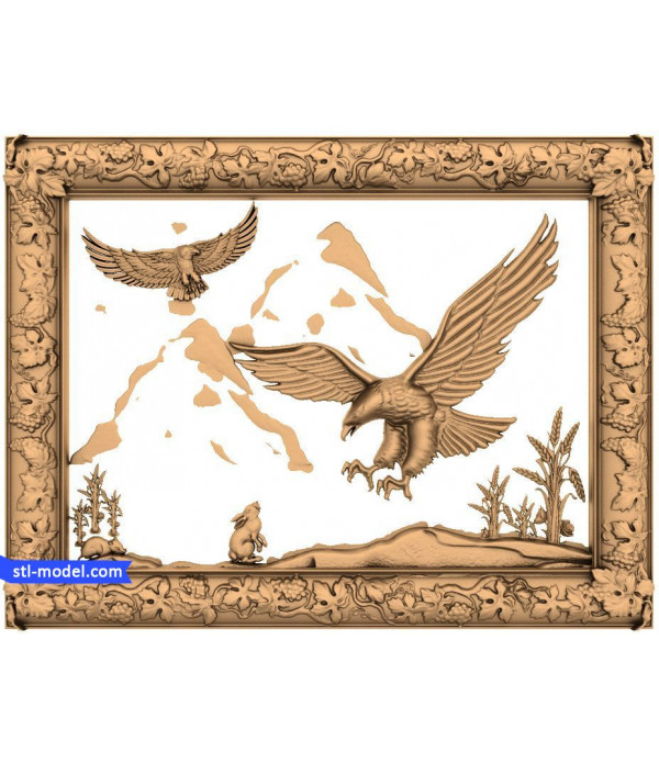 Bas-relief "Eagles in the mountains" | STL - 3D model for CNC