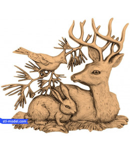 Bas-relief "Deer #9" | STL - 3...