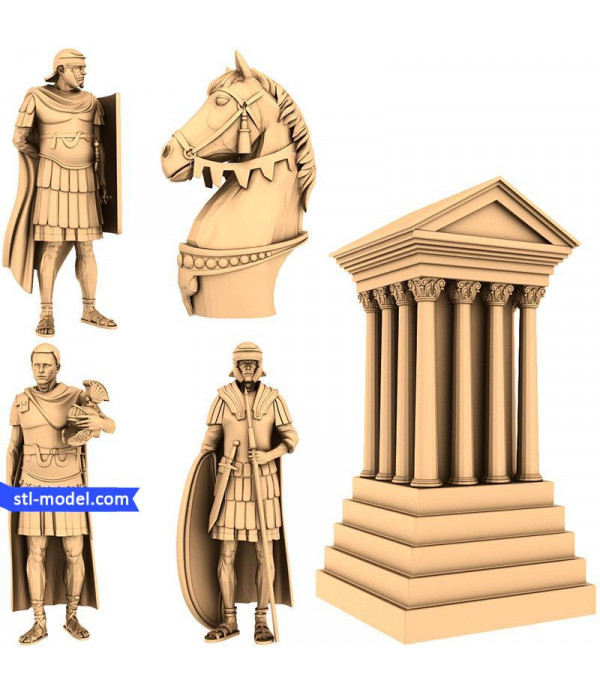 Chess set "Romans" | STL - 3D model for CNC