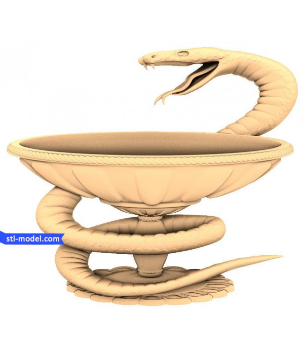 Bas-relief "Bowl with a snake" | STL - 3D model for CNC