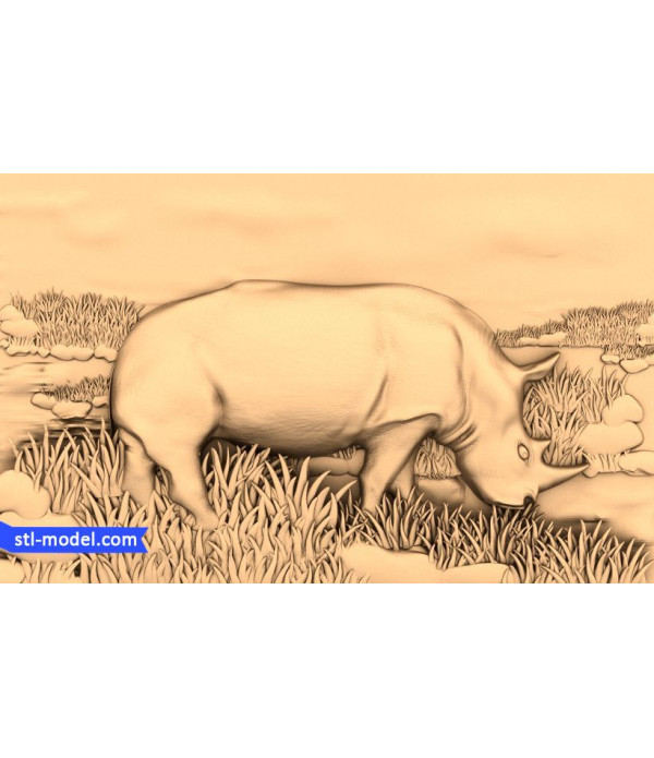 Bas-relief "Rhino" | STL - 3D model for CNC