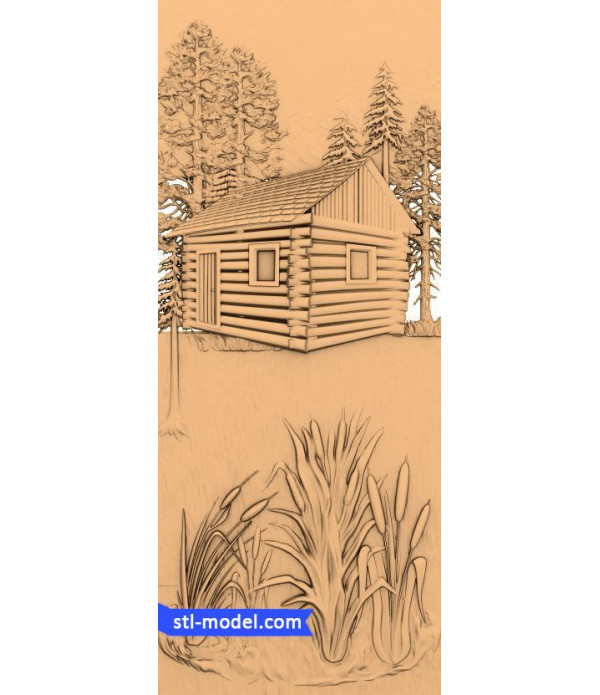 Bas-relief "cabin in the woods" | STL - 3D model for CNC