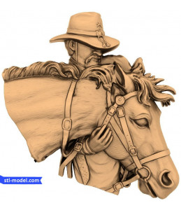 Bas-relief "Cowboy with horse"...