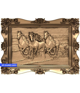 Bas-relief "Three horses on the bea...