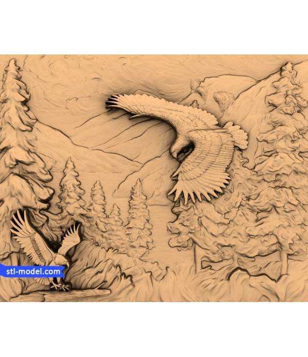 Bas-relief "Eagles" | STL - 3D model for CNC