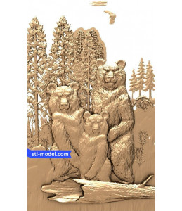 Bas-relief "Bear family #2" | ...