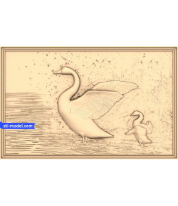 Bas-relief "Geese #2" | STL - ...