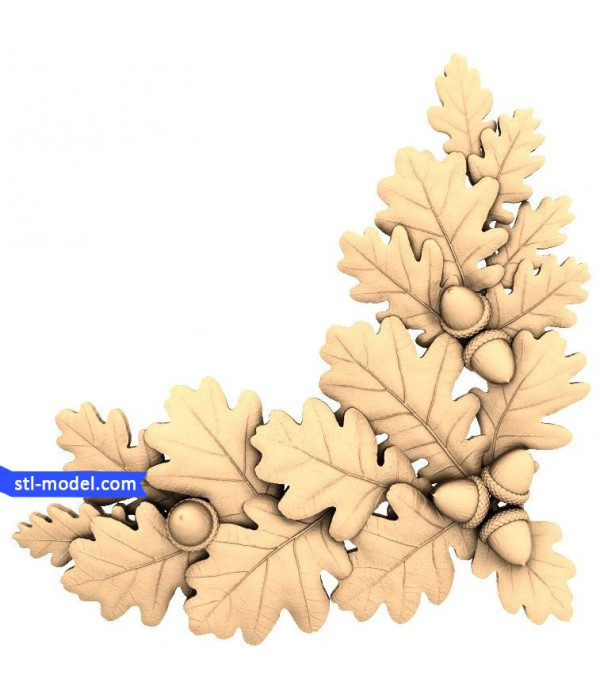 Flowers "Branch with acorns" | STL - 3D model for CNC