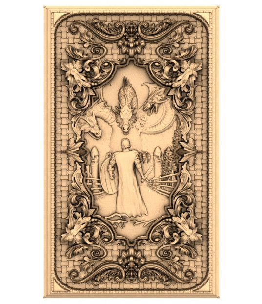 Warrior and Dragons Relief