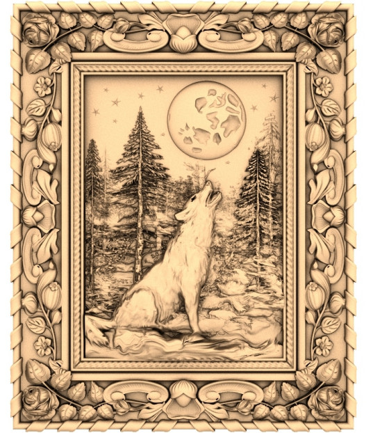Wolf in the Moonlit Forest